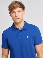 U.S. Polo Assn. Bright Blue Regular Fit Pique 100% Cotton Polo Shirt - Image 4 of 8