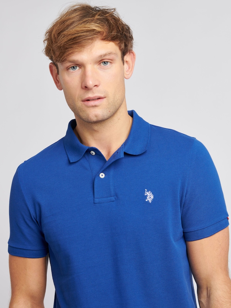 U.S. Polo Assn. Bright Blue Regular Fit Pique 100% Cotton Polo Shirt - Image 4 of 8