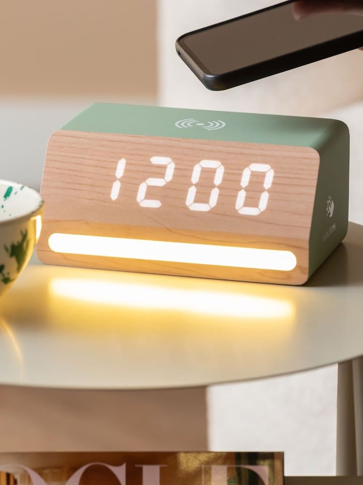 Karlsson Jungle Green Retro LED Alarm Cock - Image 1 of 5 Karlsson Jungle Green Retro LED Alarm Cock - Image 1 of 5