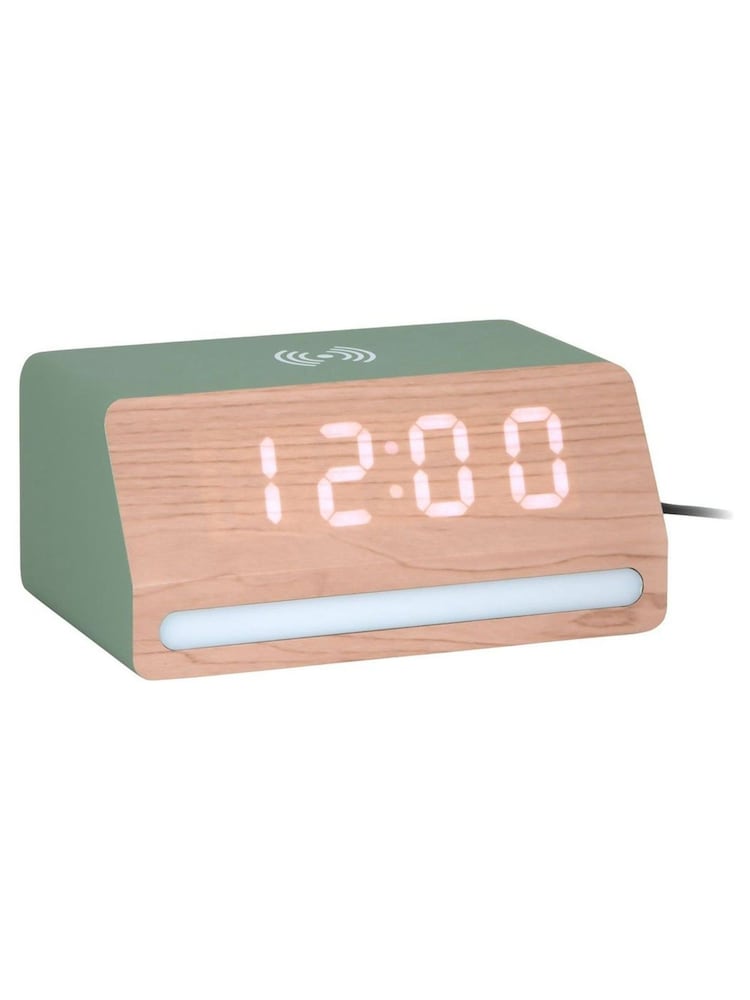Karlsson Jungle Green Retro LED Alarm Cock - Image 2 of 5 Karlsson Jungle Green Retro LED Alarm Cock - Image 2 of 5