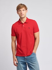 U.S. Polo Assn. Red Regular Fit Pique 100% Cotton Polo Shirt - Image 1 of 7