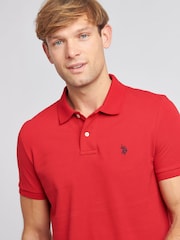 U.S. Polo Assn. Red Regular Fit Pique 100% Cotton Polo Shirt - Image 4 of 7