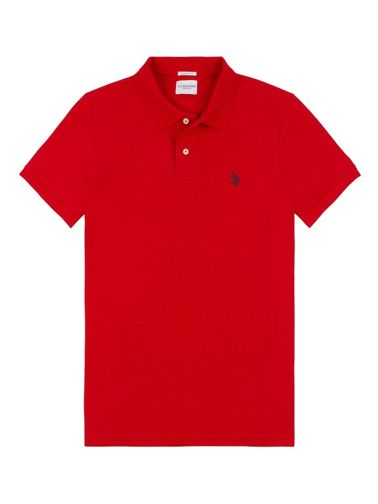 U.S. Polo Assn. Red Regular Fit Pique 100% Cotton Polo Shirt - Image 5 of 7