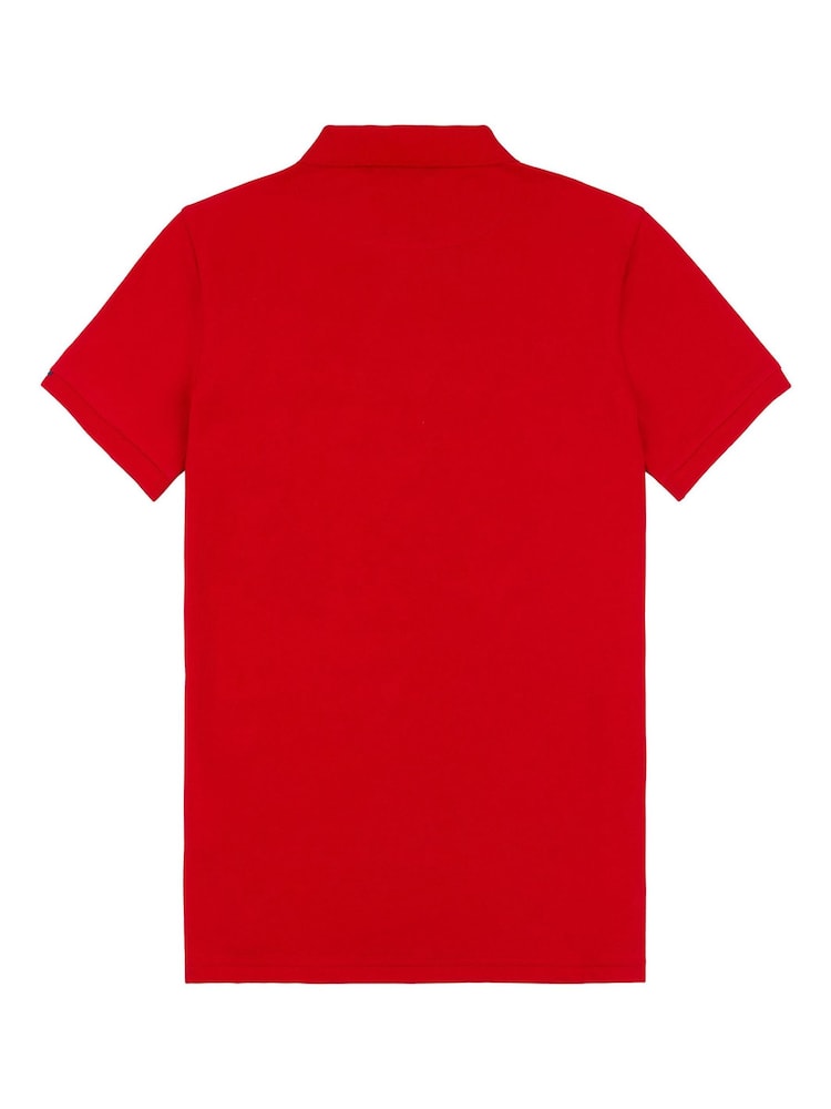 U.S. Polo Assn. Red Regular Fit Pique 100% Cotton Polo Shirt - Image 6 of 7