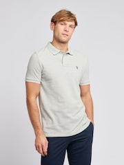 U.S. Polo Assn. Grey Regular Fit Pique 100% Cotton Polo Shirt - Image 4 of 9