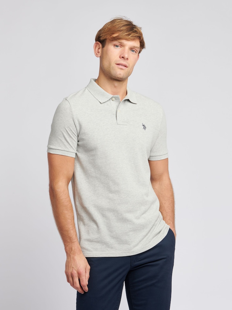 U.S. Polo Assn. Grey Regular Fit Pique 100% Cotton Polo Shirt - Image 4 of 9