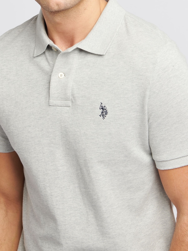 U.S. Polo Assn. Grey Regular Fit Pique 100% Cotton Polo Shirt - Image 5 of 9