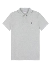 U.S. Polo Assn. Grey Regular Fit Pique 100% Cotton Polo Shirt - Image 7 of 9