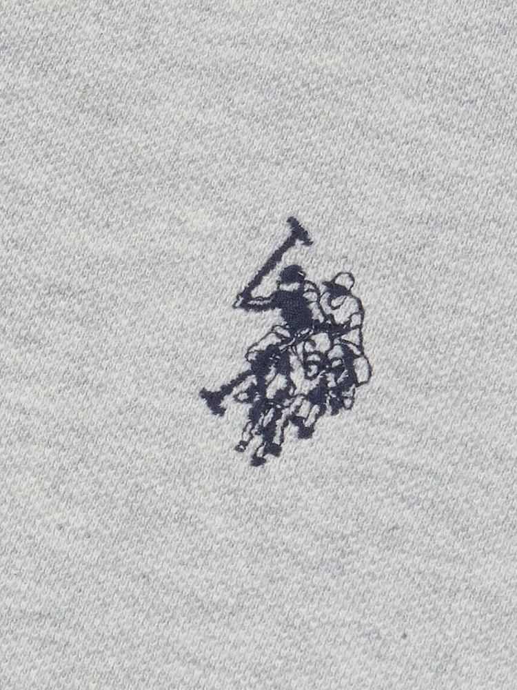 U.S. Polo Assn. Grey Regular Fit Pique 100% Cotton Polo Shirt - Image 9 of 9