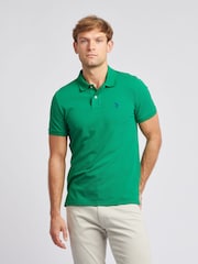 أخضر - قميص بولو منسوج من القطن 100%، تلبيس قياسي من U.S. Polo Assn. - صورة 1 من 8