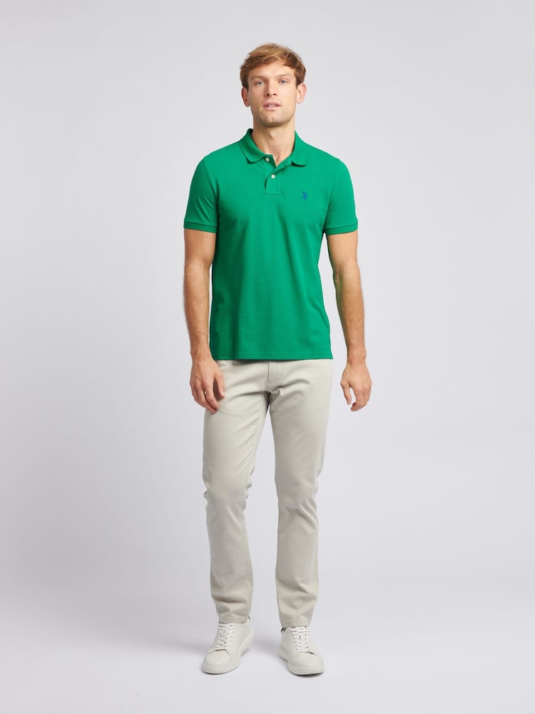 U.S. Polo Assn. Green Regular Fit Pique 100% Cotton Polo Shirt - Image 3 of 8