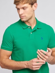 أخضر - قميص بولو منسوج من القطن 100%، تلبيس قياسي من U.S. Polo Assn. - صورة 4 من 8