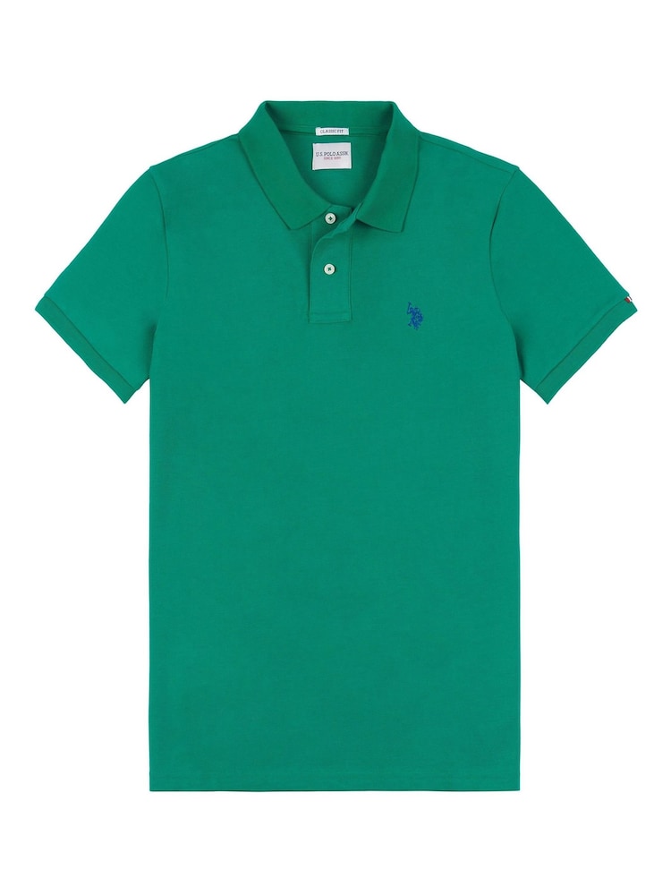 U.S. Polo Assn. Green Regular Fit Pique 100% Cotton Polo Shirt - Image 6 of 8