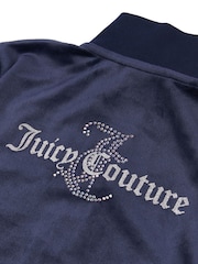 Juicy Couture Blue Slim Diamanté Zip Through Track Top and Joggers Set - Image 3 of 5