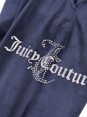 Juicy Couture Blue Slim Diamanté Zip Through Track Top and Joggers Set - Image 4 of 5