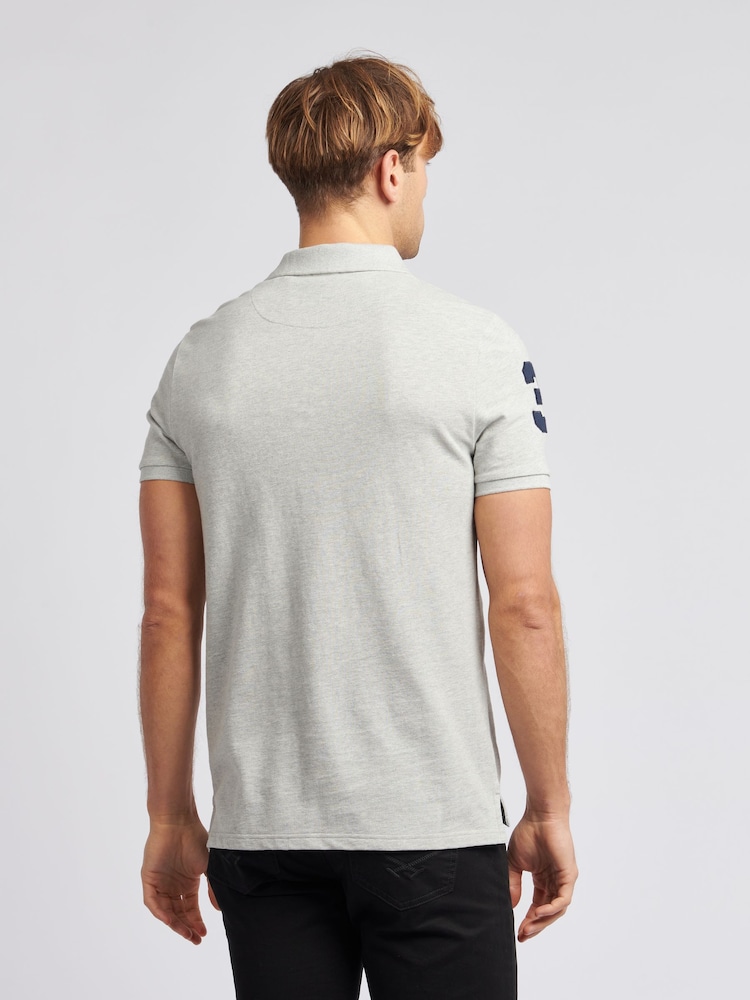 رمادي - U.S. Polo Assn. Regular Fit Mens Player 3 Pique 100% Cotton Polo Shirt - صورة 2 من 9