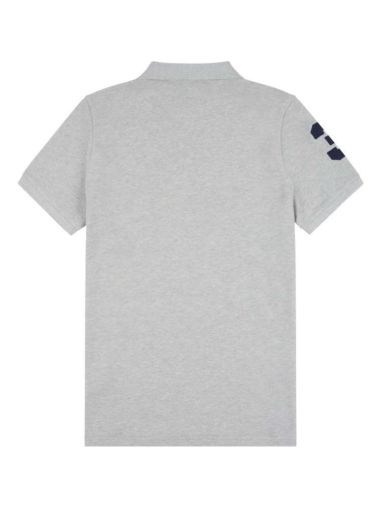 U.S. Polo Assn. Grey Regular Fit Mens Player 3 Pique 100% Cotton Polo Shirt - Image 8 of 9