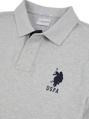 رمادي - U.S. Polo Assn. Regular Fit Mens Player 3 Pique 100% Cotton Polo Shirt - صورة 9 من 9
