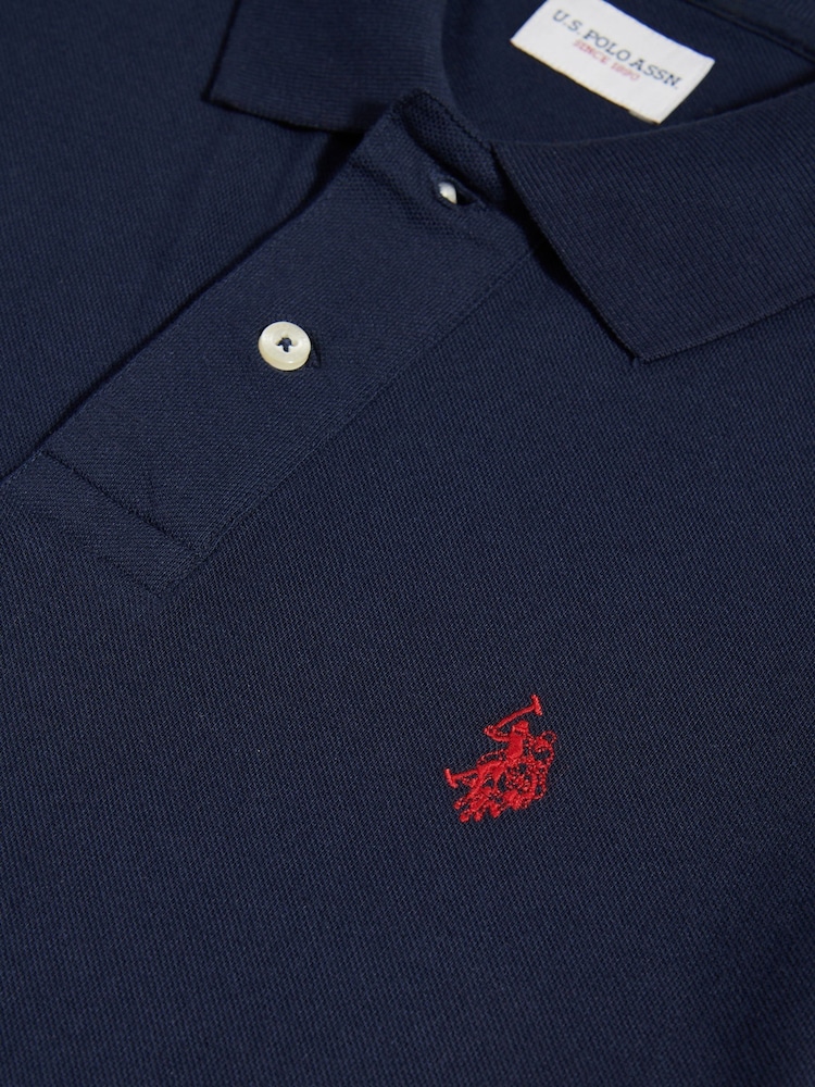 U.S. Polo Assn. Navy Blue Regular Fit Pique 100% Cotton Polo Shirt - Image 10 of 10