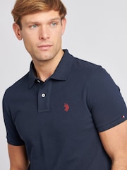 U.S. Polo Assn. Navy Blue Regular Fit Pique 100% Cotton Polo Shirt - Image 5 of 9