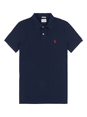 U.S. Polo Assn. Navy Blue Regular Fit Pique 100% Cotton Polo Shirt - Image 7 of 9