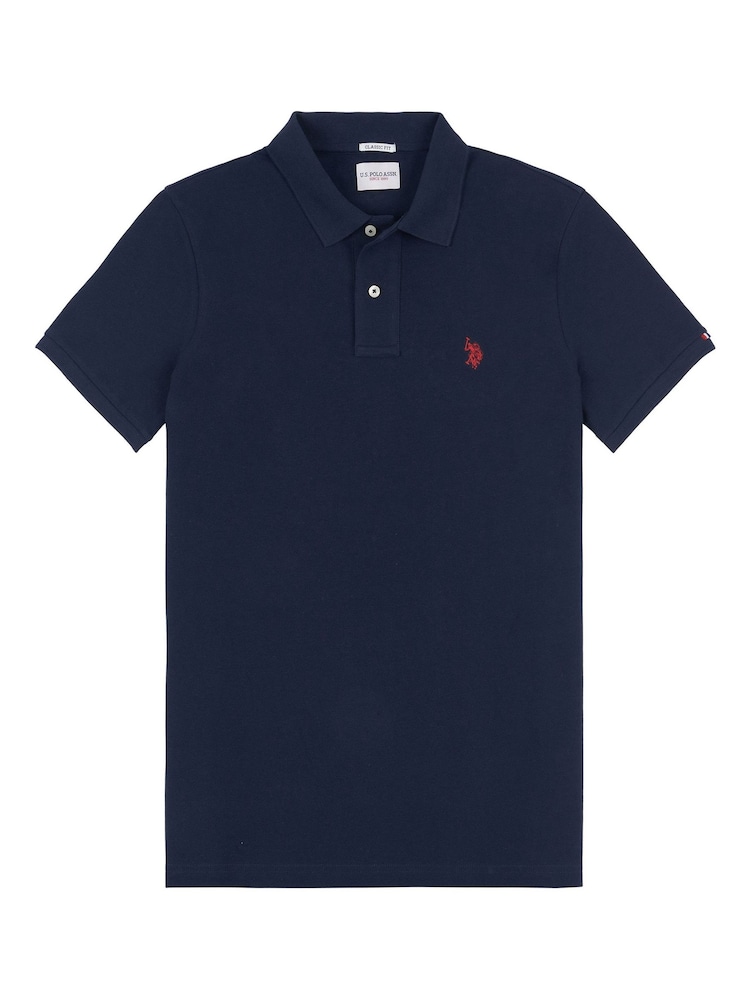 Темно-синий - U.S. Polo Assn. стандартний крий Pique 100% Cotton сорочки поло - Image 7 of 9
