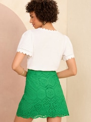 Love & Roses Green Broderie Mini Skirt - Image 3 of 4