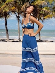 Blau - Love & Roses Gestufter Maxirock mit Stickerei - Bild 4 von 4