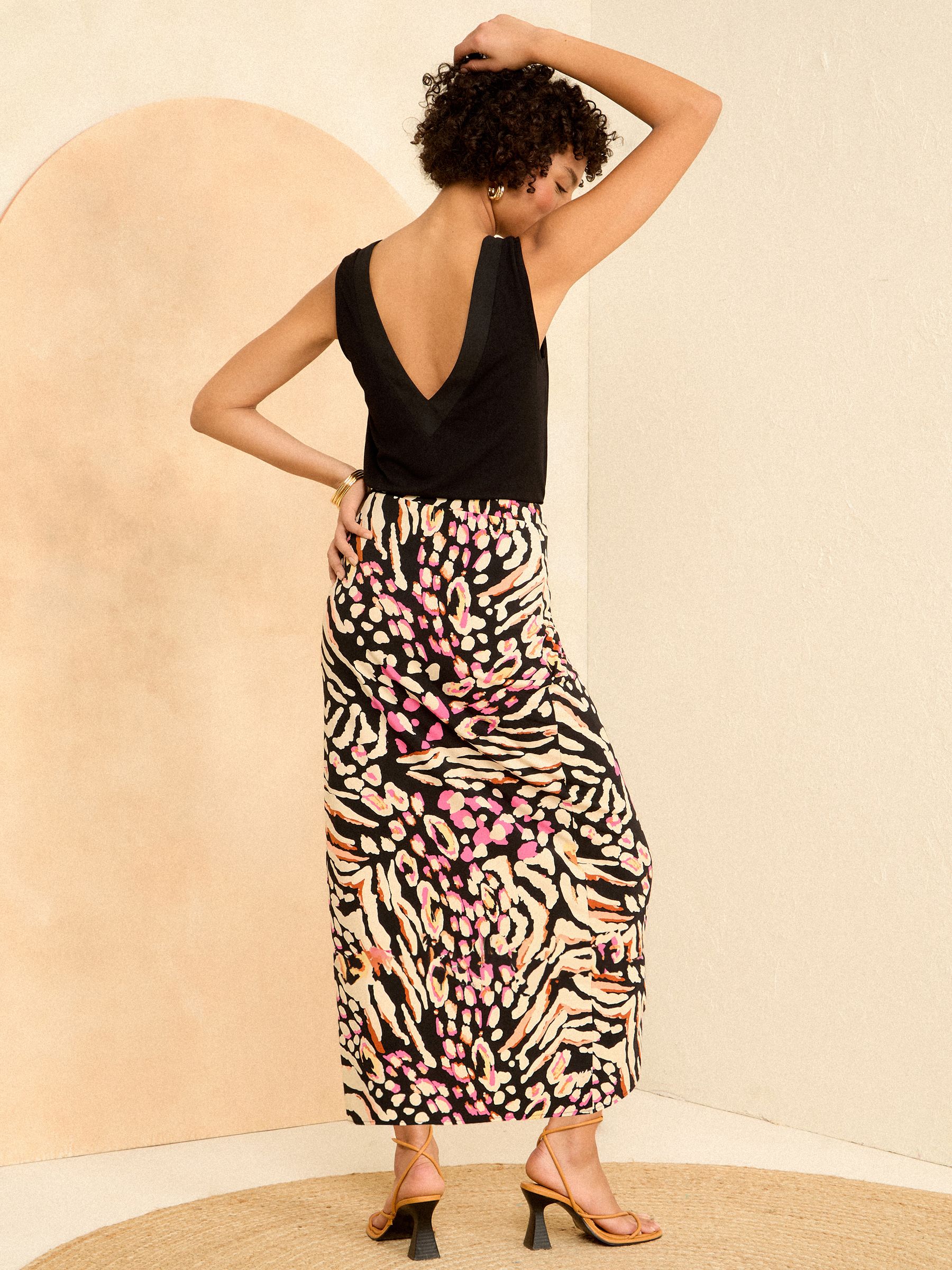 Buy Love & Roses Black and Pink Animal Printed Jersey Midi