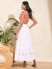 Love & Roses White Petite Embroidered Beach Maxi Skirt - Image 2 of 4