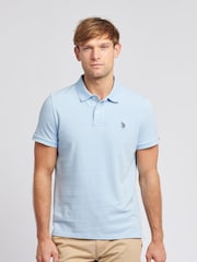 U.S. Polo Assn. Light Blue Regular Fit Pique 100% Cotton Polo Shirt - Image 1 of 8