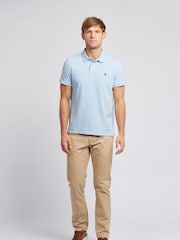 U.S. Polo Assn. Light Blue Regular Fit Pique 100% Cotton Polo Shirt - Image 3 of 8
