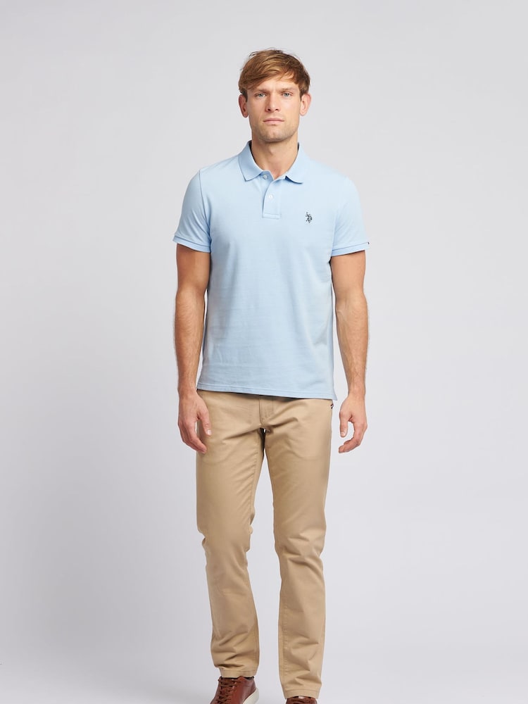 U.S. Polo Assn. Light Blue Regular Fit Pique 100% Cotton Polo Shirt - Image 3 of 8