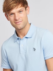 U.S. Polo Assn. Light Blue Regular Fit Pique 100% Cotton Polo Shirt - Image 4 of 8