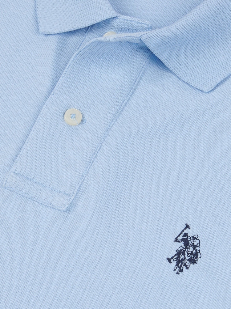 U.S. Polo Assn. Light Blue Regular Fit Pique 100% Cotton Polo Shirt - Image 8 of 8