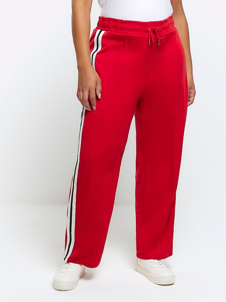River Island Red Plus Casual Black Wide Leg Side Stripe Joggers - Image 1 of 1