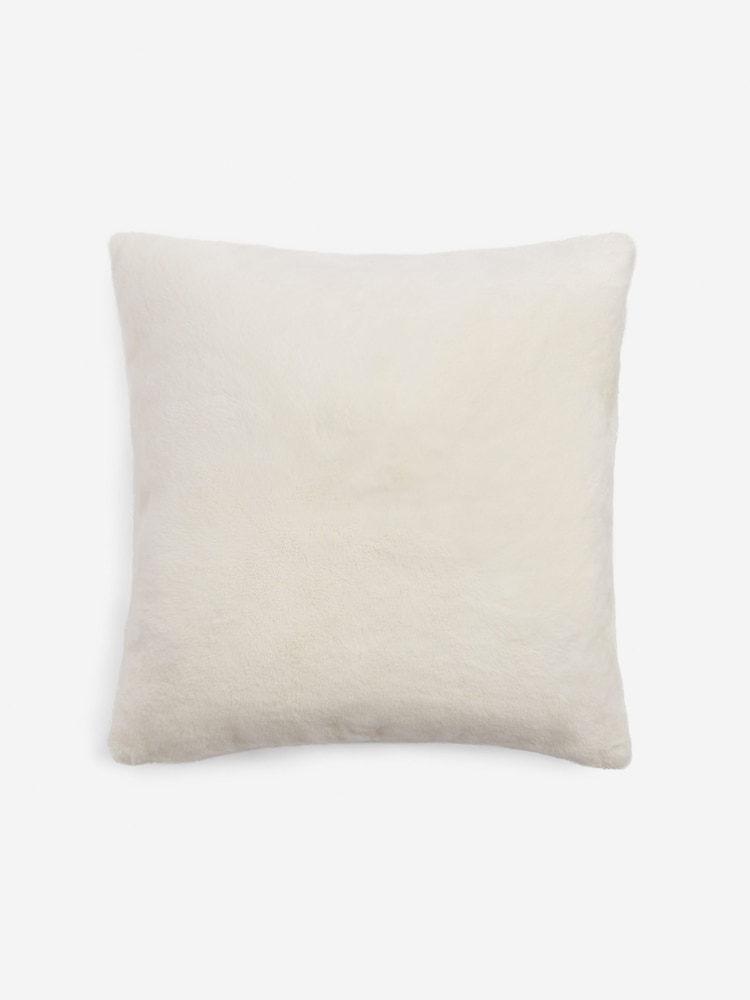 Ivory Soft To Touch Plush 59 x 59cm Faux Fur Cushion - Image 3 of 5