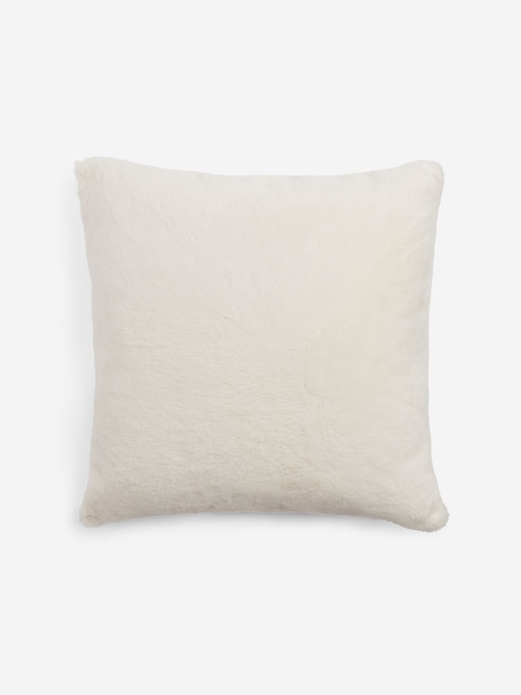 Ivory Soft To Touch Plush 59 x 59cm Faux Fur Cushion - Image 4 of 5