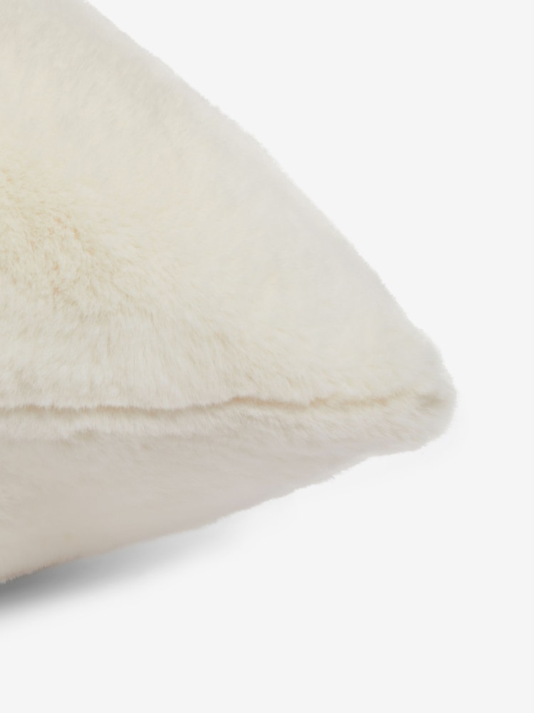 Ivory Soft To Touch Plush 59 x 59cm Faux Fur Cushion - Image 4 of 4 Ivory Soft To Touch Plush 59 x 59cm Faux Fur Cushion - Image 4 of 4