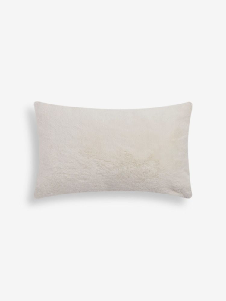 Ivory 40 x 59cm Plush Faux Fur Cushion - Image 2 of 4