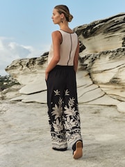 Love & Roses Black Printed Belted Wide Leg Trousers - Image 3 of 4