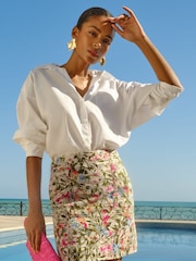 Love & Roses Ivory White Floral Petite Broderie Mini Skirt - Image 3 of 4