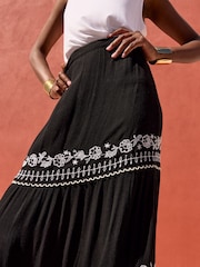 Love & Roses Black Tiered Embroidered Maxi Skirt - Image 3 of 4