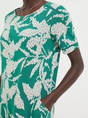 FatFace Green Simone Textured Leaves Jersey Dress - Image 3 of 5