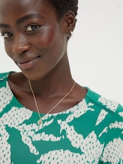 FatFace Green Simone Textured Leaves Jersey Dress - Image 4 of 5