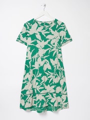 FatFace Green Simone Textured Leaves Jersey Dress - Image 5 of 5