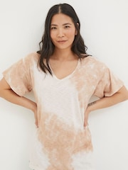 FatFace Abi Natural Tie Dye Tunic T-Shirt - Image 1 of 5