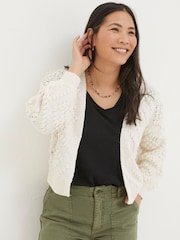 FatFace Natural Bobble Stitch Cardigan - Image 1 of 4