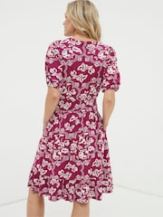 FatFace Red/White Wallpaper Jersey Dress - Image 2 of 4