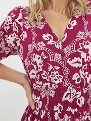 FatFace Red/White Wallpaper Jersey Dress - Image 3 of 4